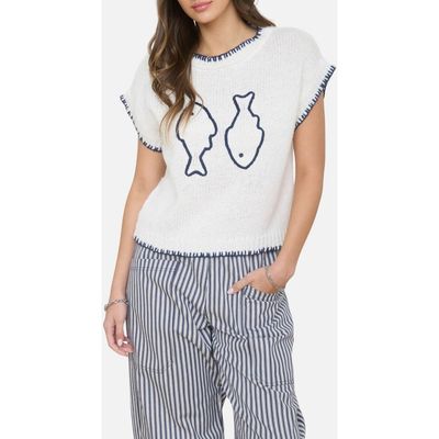 J.O.A. J.O.A. Fish Short Sleeve Sweater