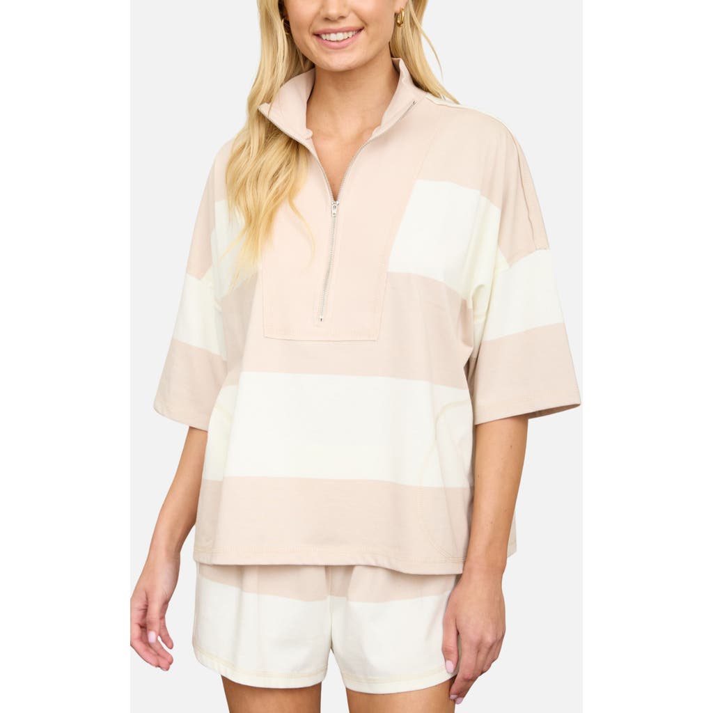J.O.A. J.O.A. Stripe Half Zip Top & Shorts Set