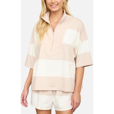 J.O.A. J.O.A. Stripe Half Zip Top & Shorts Set