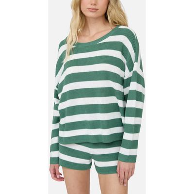 J.O.A. J.O.A. Striped Long Sleeve Knit Top & Shorts Set
