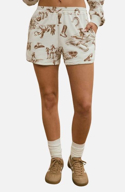 J.O.A. J.O.A. Western Graphic Cotton Blend Shorts