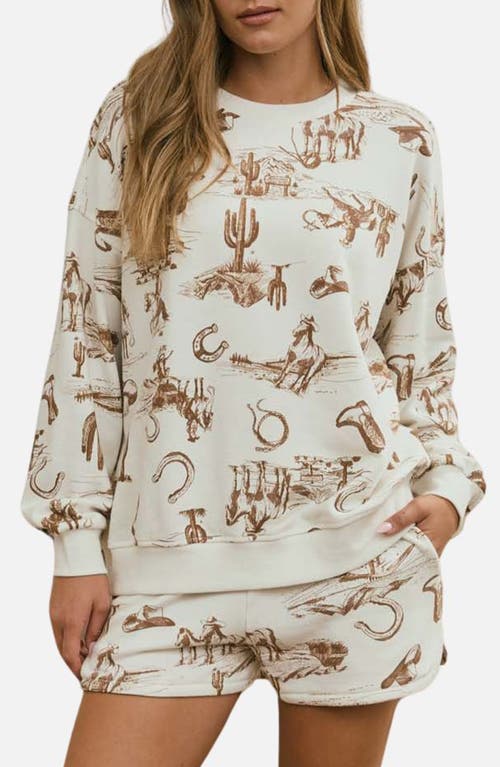 J.O.A. J.O.A. Western Graphic Cotton Blend Top & Shorts Set