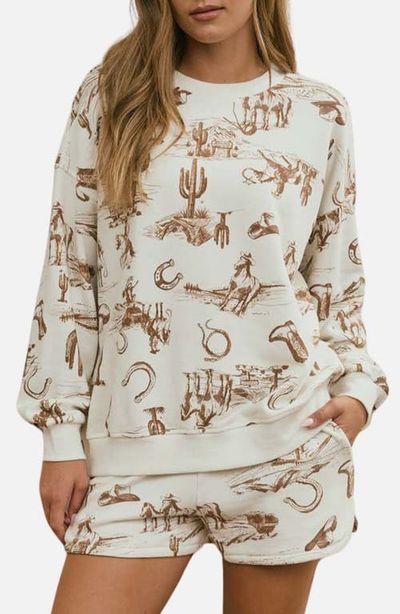 J.O.A. J.O.A. Western Graphic Cotton Blend Top & Shorts Set