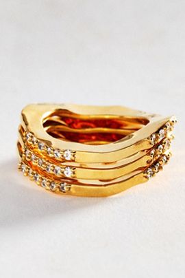 Joanna Laura Constantine Handset Stone Wave Rings, Set of 3