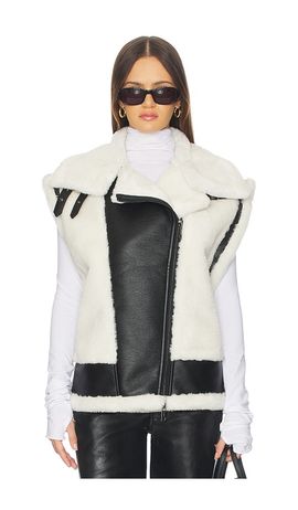 jocelyn jocelyn Faux Shearling & Leather Moto Vest