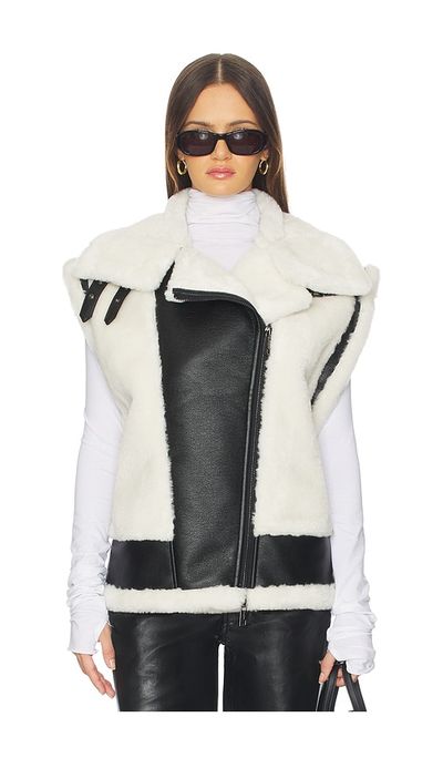 jocelyn jocelyn Faux Shearling & Leather Moto Vest