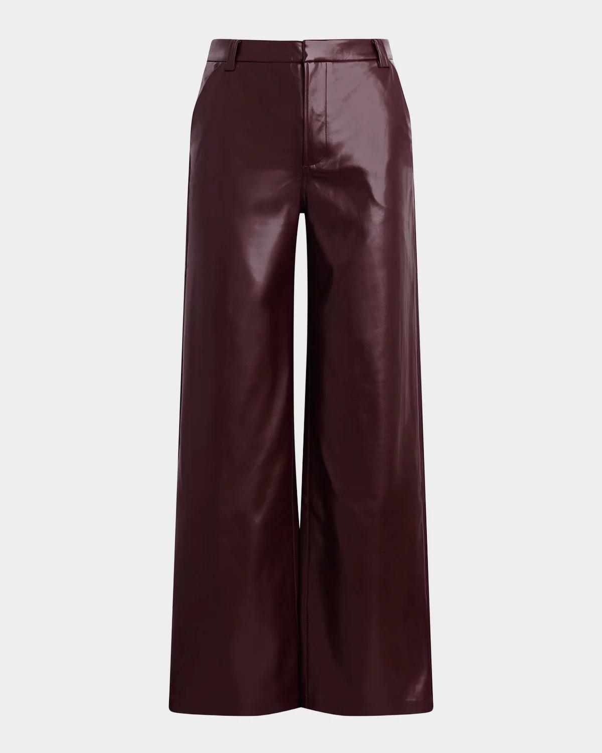 Joe & apos;s Jeans Mia Faux-Leather High-Rise Wide-Leg Trousers