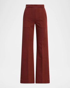 Joe & apos;s Jeans The Side Zip Wide-Leg Stretch Denim Pants