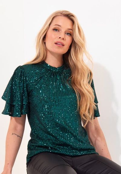 Joe Browns Joe Browns Short Flutter Sleeve Sequin Top