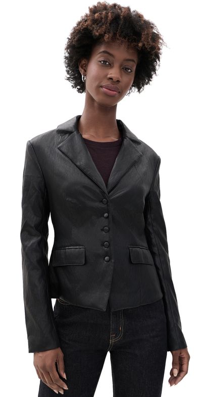 Joe's Jeans Joe's Jeans The Fitted Faux Leather Blazer Black