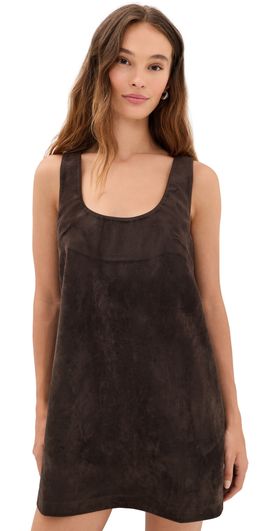 Joe's Jeans Joe's Jeans The Scoop Faux Suede Mini Dress Dark Chocolate