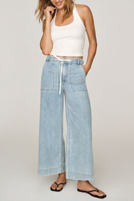 Joe's Jeans Madeline High-Rise Wide-Leg Drawstring Jeans