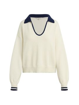 Joe's Jeans Women's The Romie Open Collar Knit Polo Sweater
