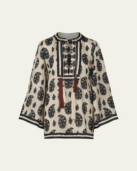 Johanna Ortiz Caretaker Of The Jungle Linen Mini Tunic Dress