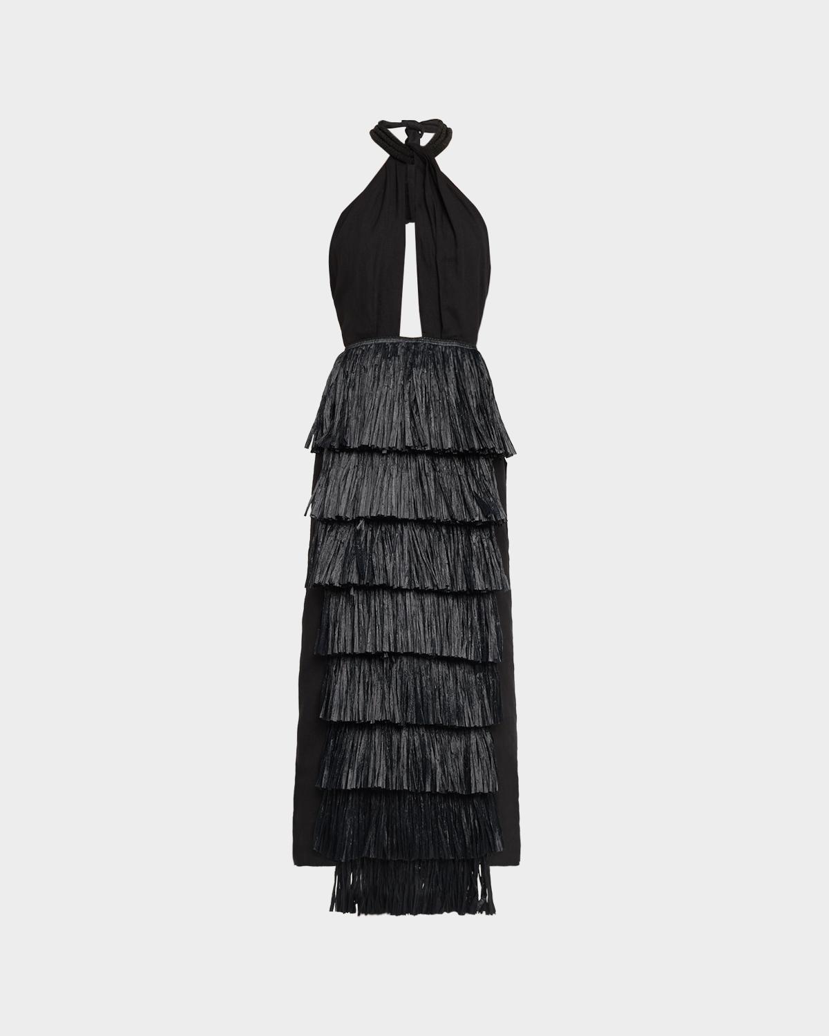 Johanna Ortiz Donde El Cielo Desciende Tiered Fringe Maxi Dress