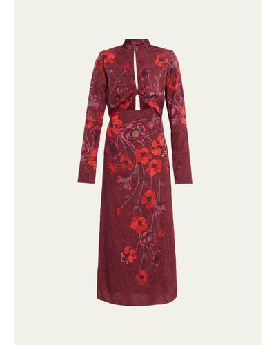 Johanna Ortiz In The Woods Printed Jacquard Ankle Dress