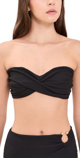 Johanna Ortiz Johanna Ortiz Crinkle Sea Sprite Bikini Top Black
