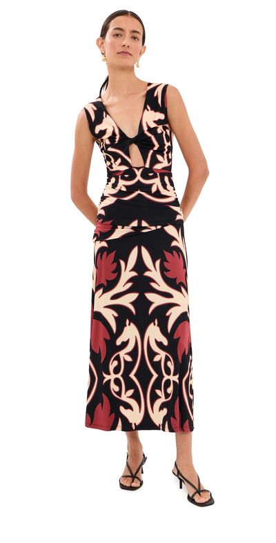 Johanna Ortiz Johanna Ortiz Horizonte Mistico Midi Dress BLACK / ECRU