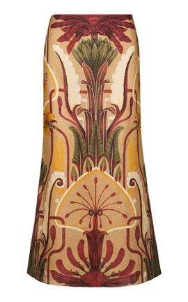Johanna Ortiz Johanna Ortiz Muralla Del Sol Linen Midi SKirt