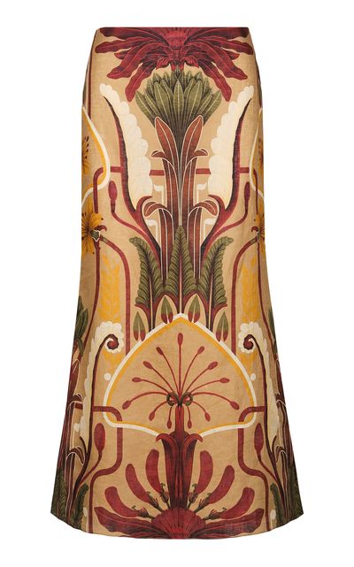 Johanna Ortiz Johanna Ortiz Muralla Del Sol Linen Midi SKirt