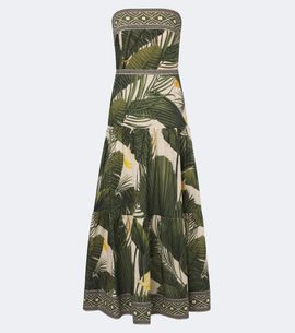 Johanna Ortiz Johanna Ortiz Printed strapless cotton poplin maxi dress