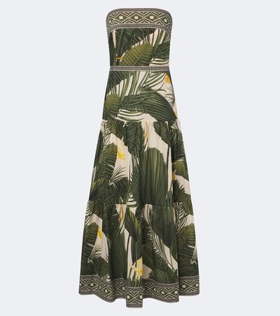 Johanna Ortiz Johanna Ortiz Printed strapless cotton poplin maxi dress