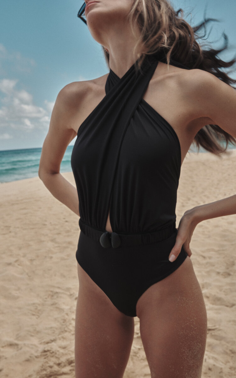 Johanna Ortiz - Saddles In The Sunset Halter OnePiece Swimsuit Black S
