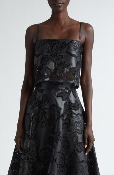 Johanna Ortiz Johanna Ortiz Seduccion Lunar Embroidered Eyelet Faux Leather Crop Camisole