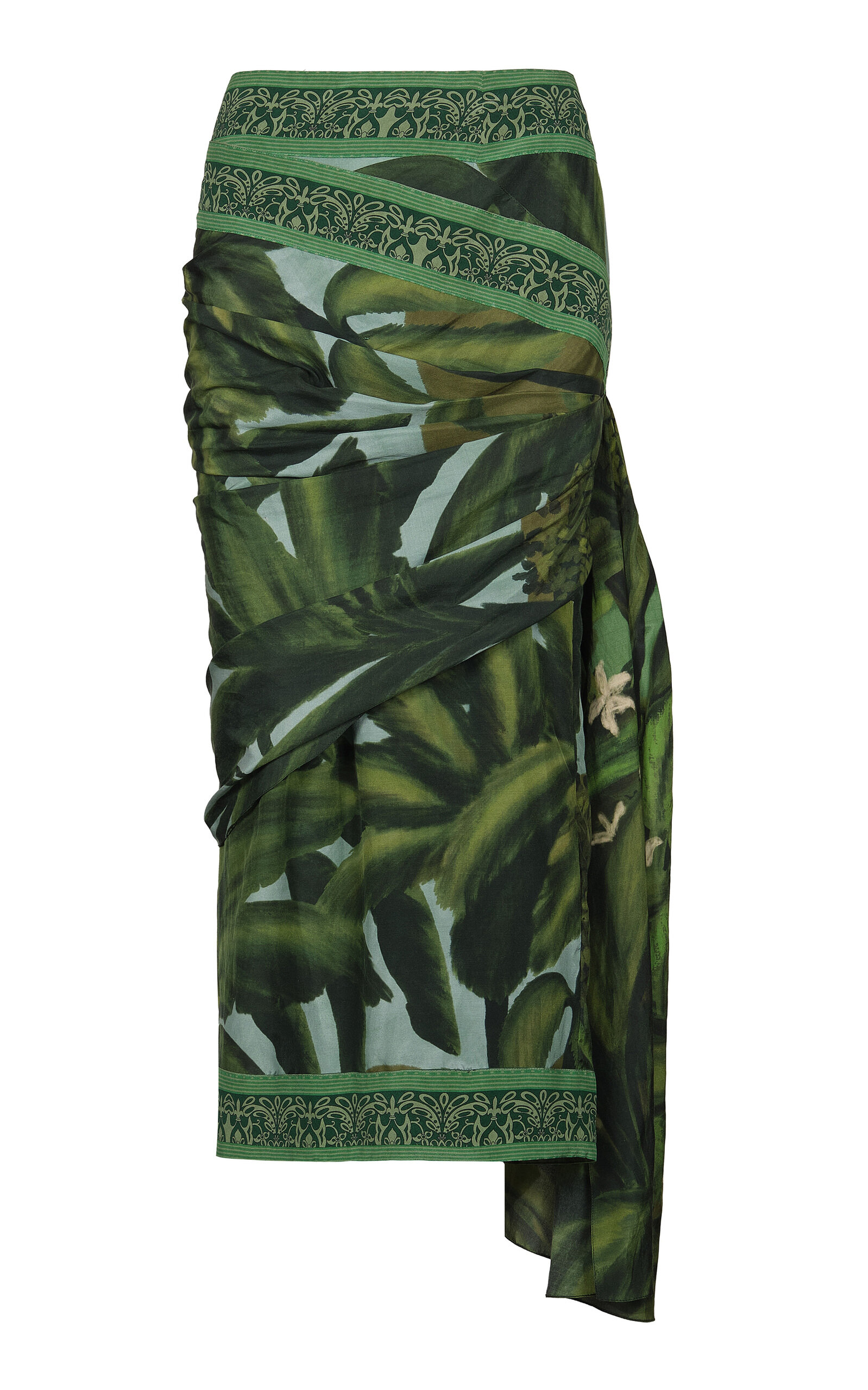 Johanna Ortiz Johanna Ortiz Stillness Of The Tropics Printed SilkCotton Midi Skirt