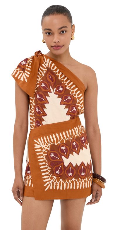 Johanna Ortiz Johanna Ortiz Sun Traveller Mini Dress Ecru/Brown