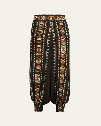 Johanna Ortiz Nareem Geo-Print Balloon-Leg Ankle Pants