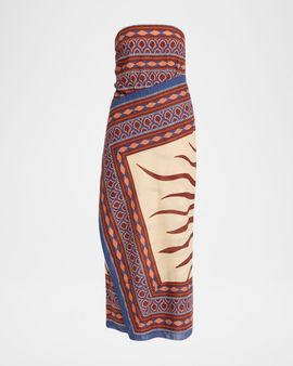 Johanna Ortiz Paraiso Agreste Strapless Midi Wrap Dress