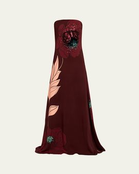 Johanna Ortiz Petals Sequined Silk Maxi Dress