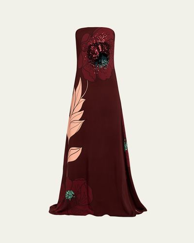 Johanna Ortiz Petals Sequined Silk Maxi Dress