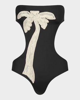 Johanna Ortiz Playa Grande Desert Palm Cut-Out One-Piece Swimsuit