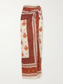 JOHANNA ORTIZ Red Spirit of the Rider printed cotton pareo