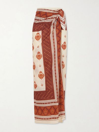 JOHANNA ORTIZ Red Spirit of the Rider printed cotton pareo