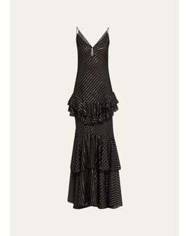 Johanna Ortiz Silk Metallic Reinterpretation Maxi Dress