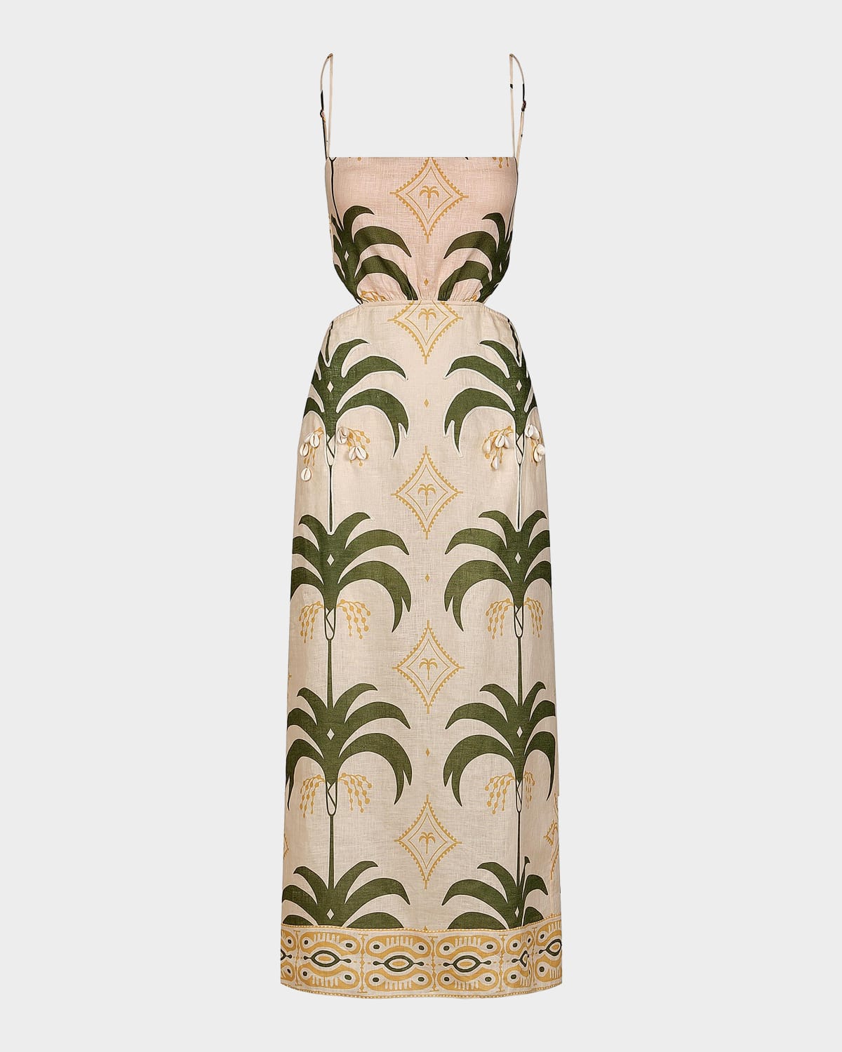 Johanna Ortiz Tactile Winds Printed Embellished Linen Midi Dress