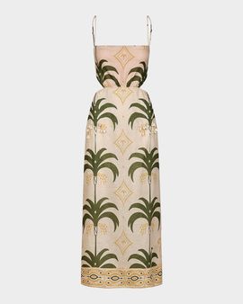 Johanna Ortiz Tactile Winds Printed Embellished Linen Midi Dress