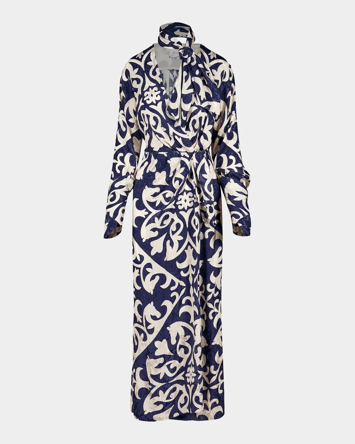 Johanna Ortiz Unmooring Silk Wrap Midi Dress