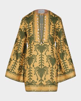 Johanna Ortiz Wild Savannah Embellished Printed Tunic Minidress