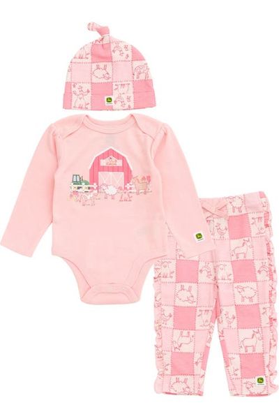 John Deere John Deere 3 Piece Bodysuit Pants and Hat Set