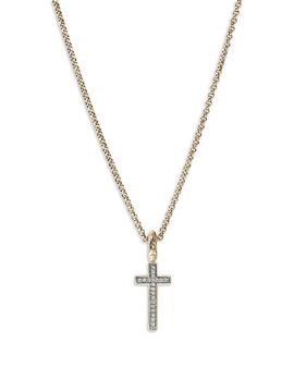 John Hardy John Hardy 14K Yellow Gold Jh Essentials Diamond Cross Pendant Necklace, 0.08 tcw