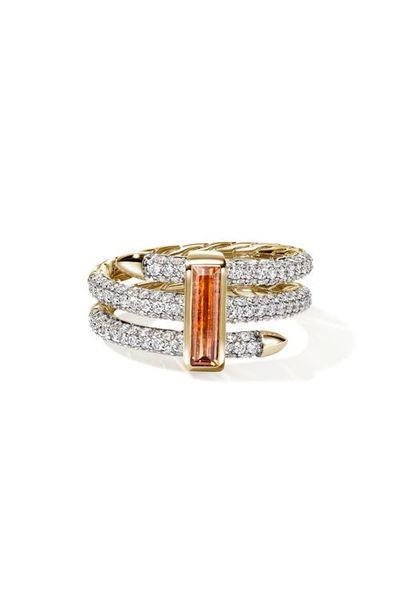 John Hardy John Hardy Artisan Series 18k Gold Diamond & Garnet Spear Ring 