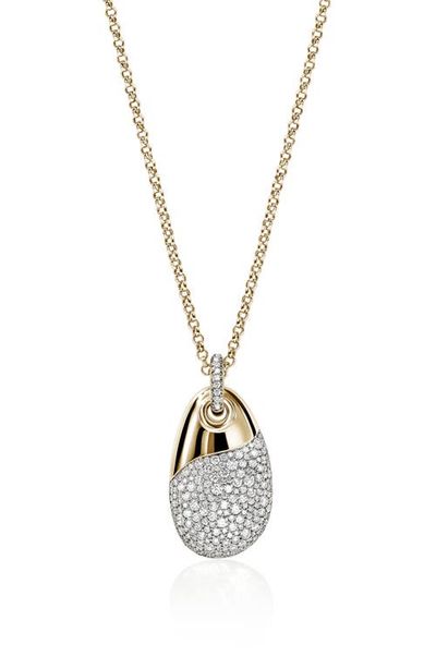 John Hardy John Hardy Artisan Series 18k Gold Diamond Pebble Pendant Necklace 