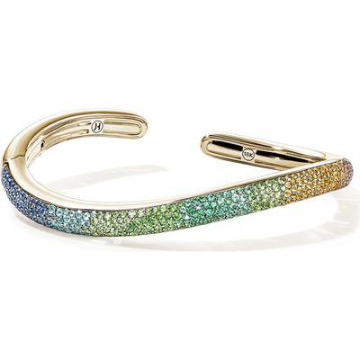 John Hardy John Hardy Artisan Series 18k Gold Multi-Stone Surf Cuff Bracelet 