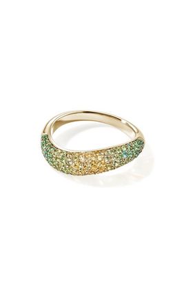 John Hardy John Hardy Artisan Series 18k Gold Treated Sapphire & Emerald Band Ring 