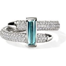 John Hardy John Hardy Artisan Series Spear Ring 18k White Gold Diamond & Tourmaline 