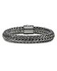 John Hardy John Hardy Dark Silver Icon Black Sapphire Pave Clasp Woven Link Bracelet, 10.5mm - 3